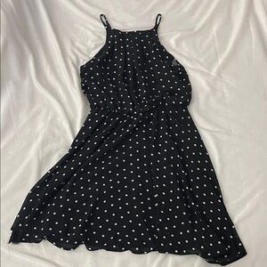 Blue Rain Black and White Spotted Mini Dress